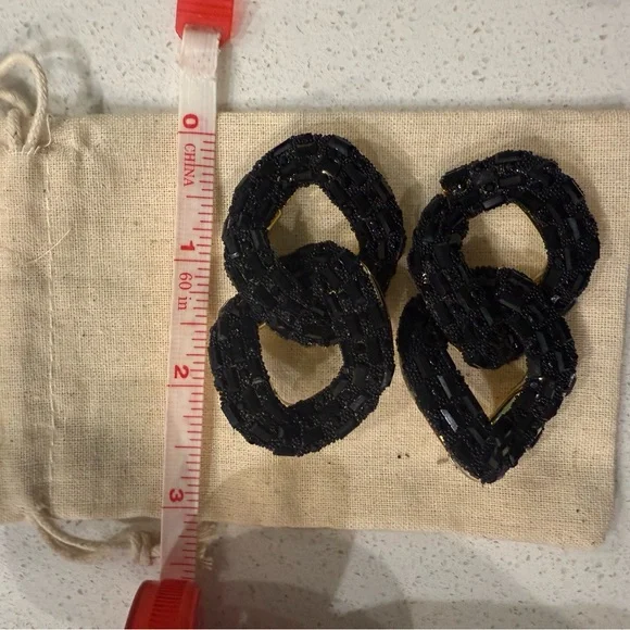 Anthropologie- Violet & Brooks Linked Drop Earrings - Black - Picture 5 of 8